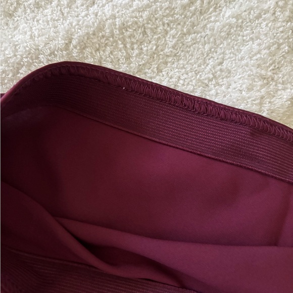 Women’s Elastic High Waist Solid Burgundy Maxi Skirt - Picture 10 of 10